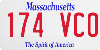 MA license plate 174VC0