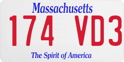 MA license plate 174VD3