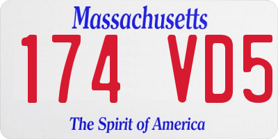MA license plate 174VD5