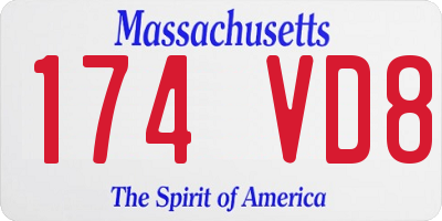 MA license plate 174VD8