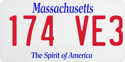 MA license plate 174VE3