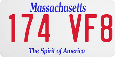 MA license plate 174VF8