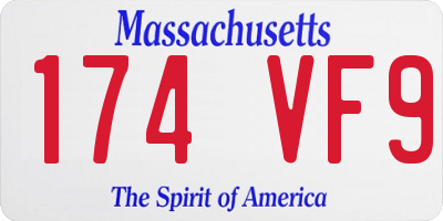 MA license plate 174VF9