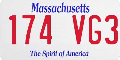 MA license plate 174VG3
