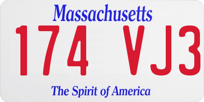 MA license plate 174VJ3
