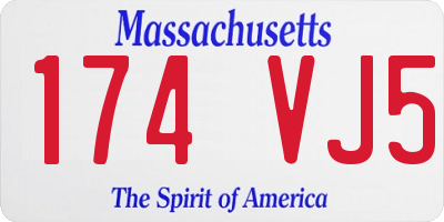 MA license plate 174VJ5