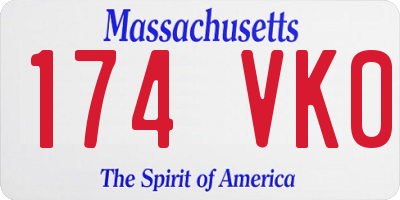 MA license plate 174VK0