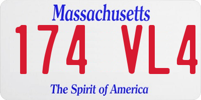 MA license plate 174VL4