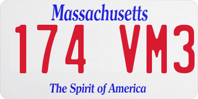 MA license plate 174VM3