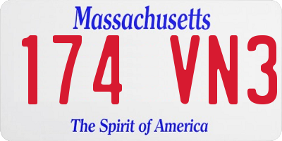 MA license plate 174VN3