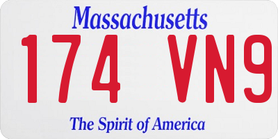 MA license plate 174VN9