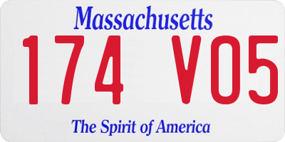 MA license plate 174VO5