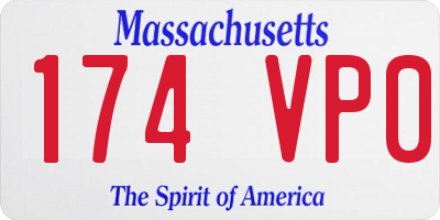 MA license plate 174VP0