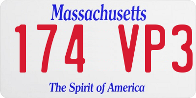 MA license plate 174VP3