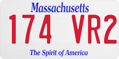 MA license plate 174VR2