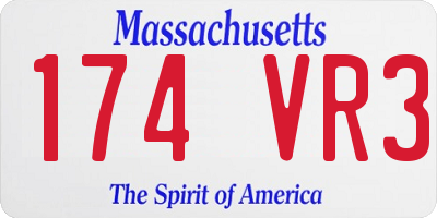 MA license plate 174VR3