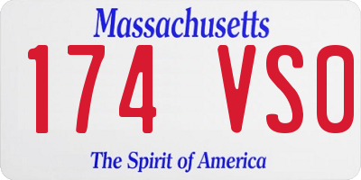 MA license plate 174VS0