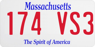 MA license plate 174VS3