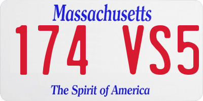 MA license plate 174VS5