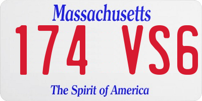 MA license plate 174VS6