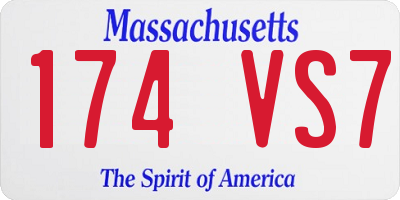 MA license plate 174VS7