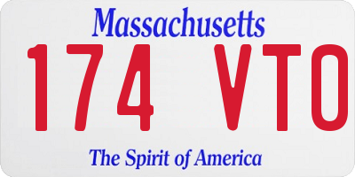 MA license plate 174VT0