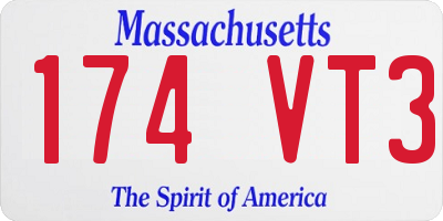 MA license plate 174VT3