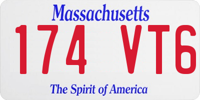 MA license plate 174VT6