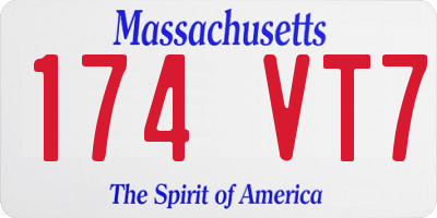MA license plate 174VT7