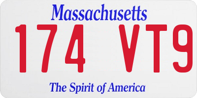 MA license plate 174VT9