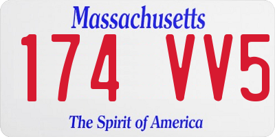 MA license plate 174VV5