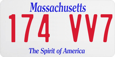MA license plate 174VV7