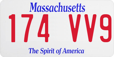 MA license plate 174VV9