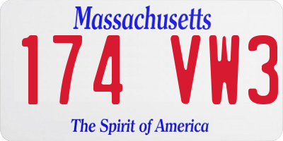 MA license plate 174VW3