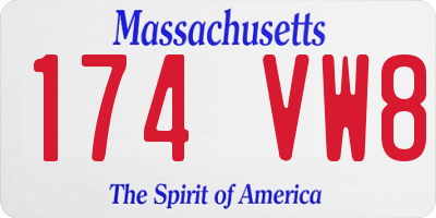 MA license plate 174VW8