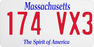 MA license plate 174VX3