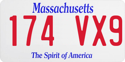 MA license plate 174VX9