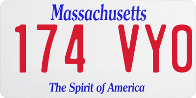 MA license plate 174VY0