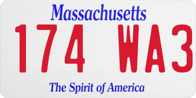 MA license plate 174WA3