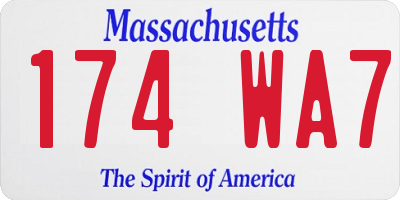 MA license plate 174WA7