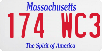MA license plate 174WC3