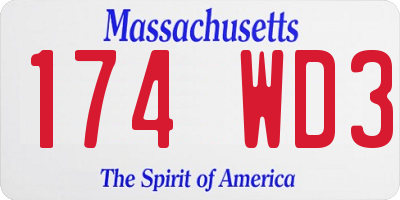 MA license plate 174WD3