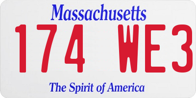 MA license plate 174WE3