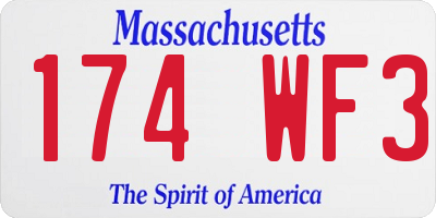 MA license plate 174WF3