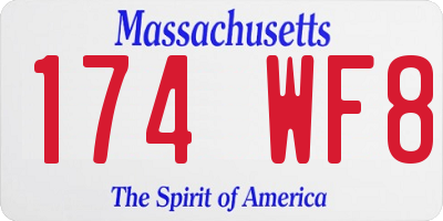 MA license plate 174WF8