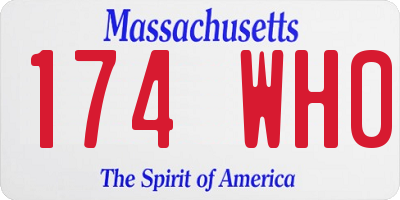 MA license plate 174WH0