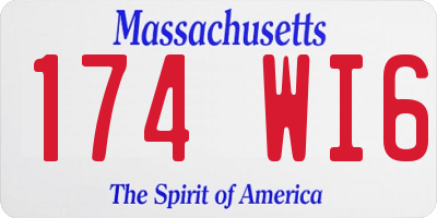 MA license plate 174WI6
