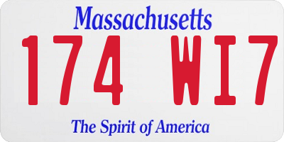 MA license plate 174WI7