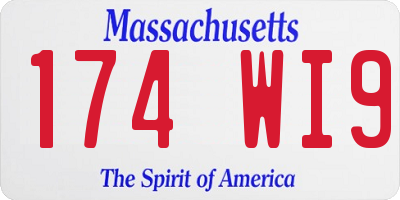 MA license plate 174WI9