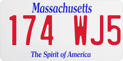 MA license plate 174WJ5